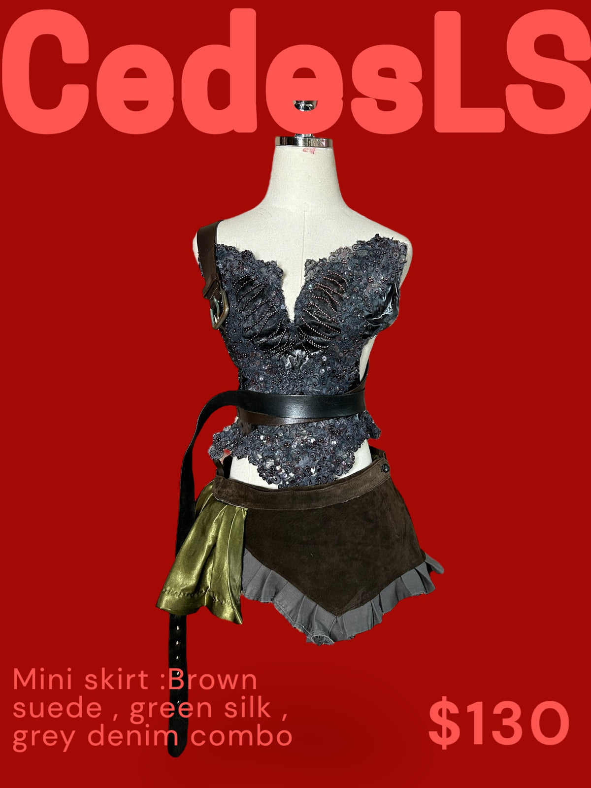 Wrap around pleated mini skirt